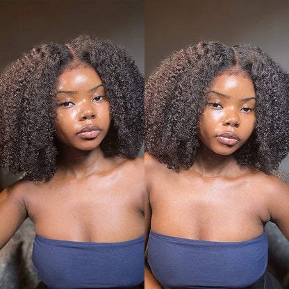 18" = $125 Glueless 4C Kinky Edge Afro Kinky Curly Human Hair Wig Pre Cut HD Lace Skin Melt Wigs Natural Hairline Alexwigs