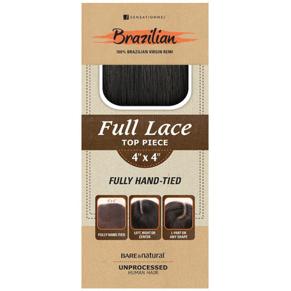 Sensationnel Bare & Natural 100% Brazilian Virgin Remi SILK FULL LACE NATURAL TOP 3 WAY PARTING PIECE STRAIGHT / BODY / WAVY 12" (4 x 4) Alexwigs