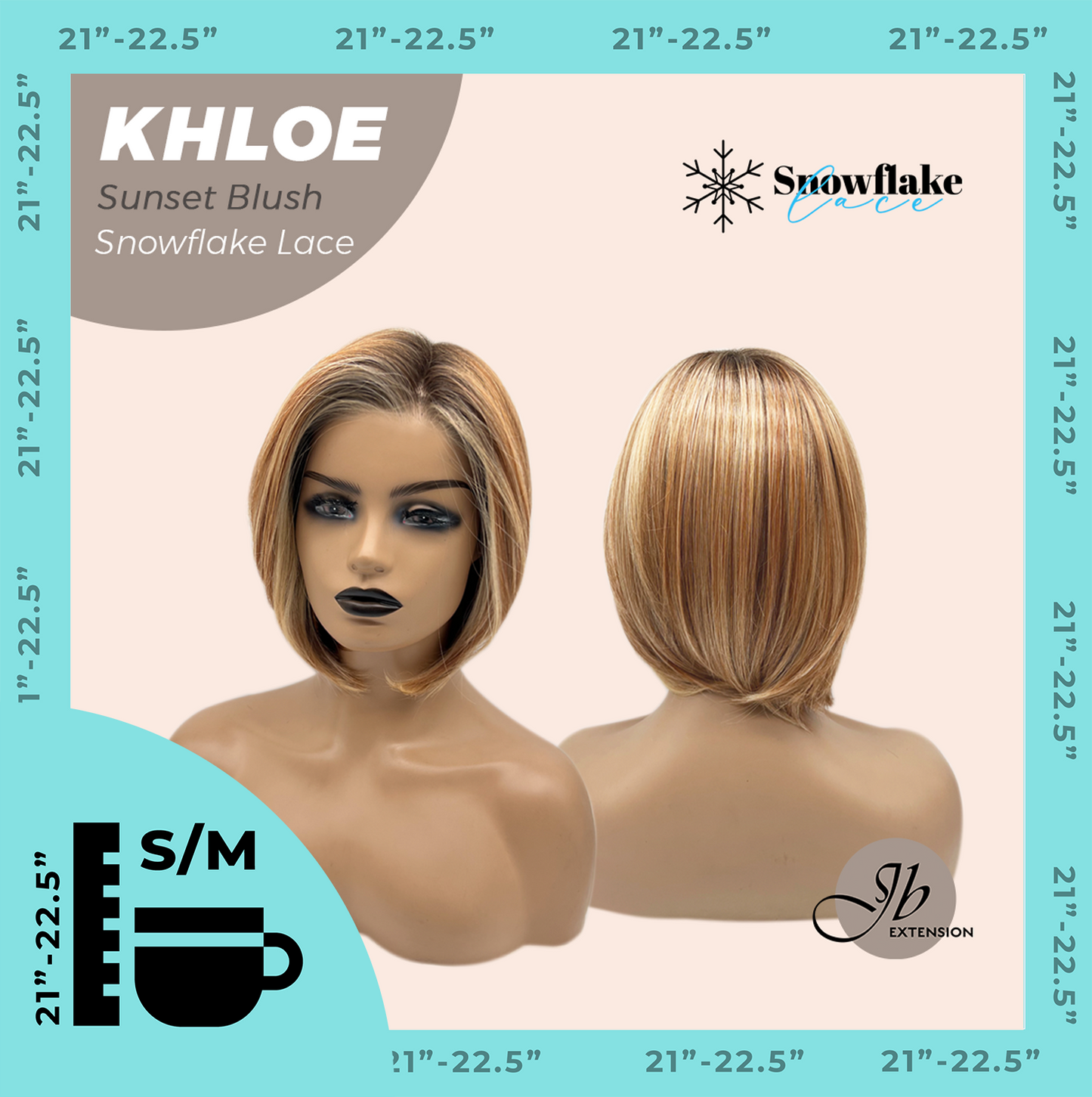 [PRE-ORDER] JBEXTENSION 12 Inches Bob Cut Sunset Blush Pre-Cut Snowflake Lace Frontlace Glueless Wig KHLOE SUNSET BLUSH【PERMATEASE】【BENDY EAR TABS】 Alexwigs