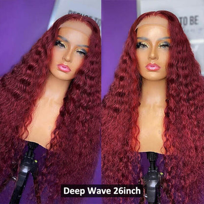 13x6 HD Lace Front Wig Human Hair Wigs 99J Burgundy Pre-Plucked Remy Human Hair Deep Part Wigs Alexwigs