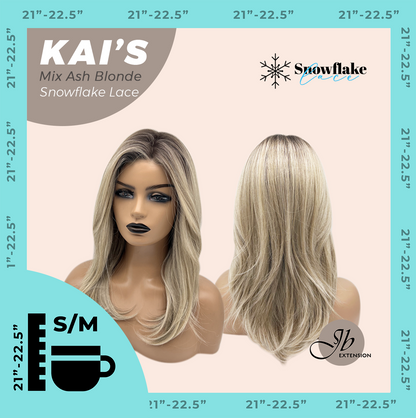 [PRE-ORDER] JBEXTENSION 18 Inches Mix Ash Blonde Pre-Cut Snowflake Lace Frontlace Glueless Wig KAI'S MIX ASH BLONDE【PERMATEASE】【BENDY EAR TABS】 Alexwigs