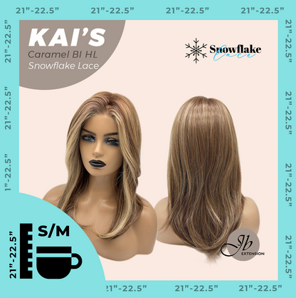 [PRE-ORDER] JBEXTENSION 18 Inches Caramel Blonde Highlight Pre-Cut Snowflake Lace Frontlace Glueless Wig KAI'S CARAMEL BLONDE HIGHLIGHT【PERMATEASE】【BENDY EAR TABS】 Alexwigs