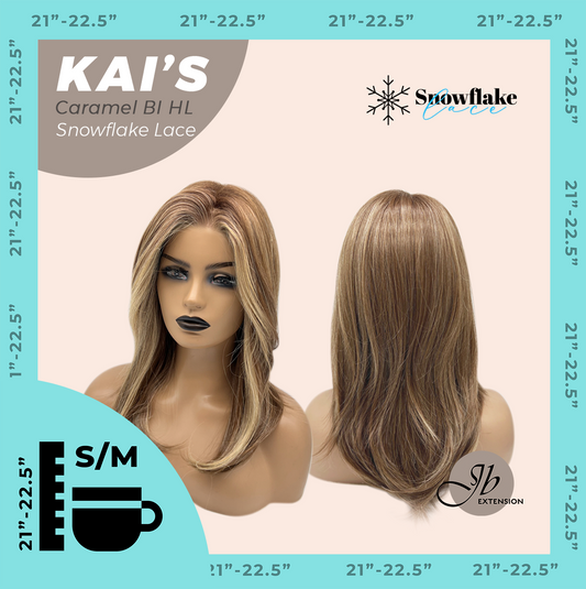 [PRE-ORDER] JBEXTENSION 18 Inches Caramel Blonde Highlight Pre-Cut Snowflake Lace Frontlace Glueless Wig KAI'S CARAMEL BLONDE HIGHLIGHT【PERMATEASE】【BENDY EAR TABS】 Alexwigs