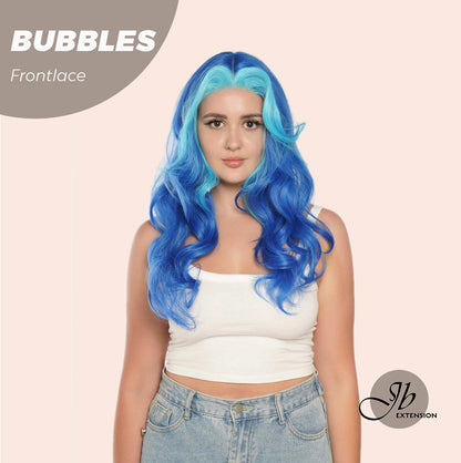 JBEXTENSION 24 Inches Mix Blue Body Wave Pre-Cut Frontlace Glueless Wig BUBBLES Alexwigs