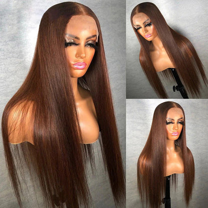 #4 Chocolate Brown 4x4/5x5 Invisible HD Lace Closure Human Hair Wigs With Pre Plucked Natural Hairline Alexwigs
