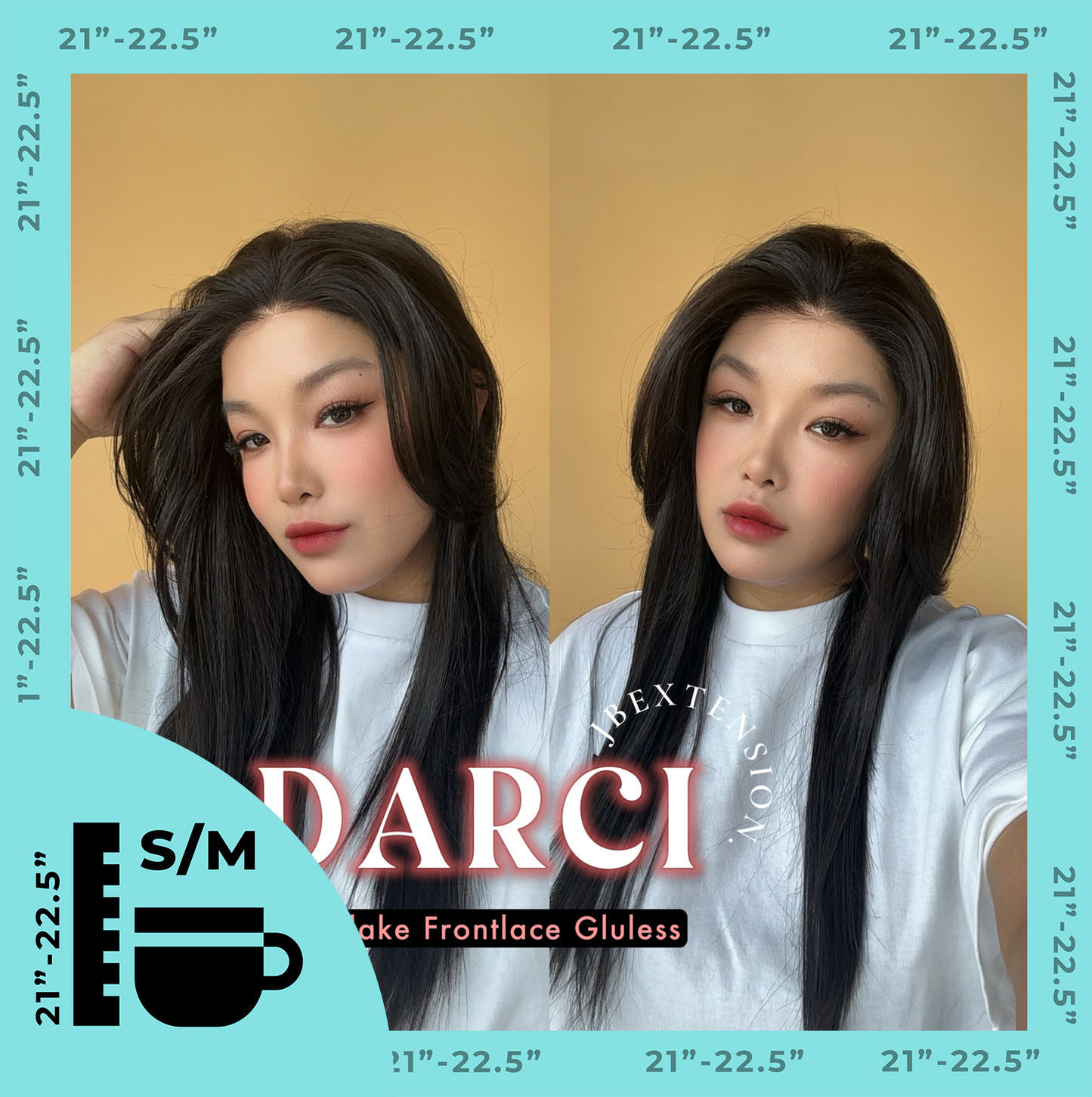 JBEXTENSION 25 Inches Natural Black Pre-Cut Snowflake Lace Frontlace Glueless Wig DARCI NATURAL BLACK【PERMATEASE】【BENDY EAR TABS】 Alexwigs