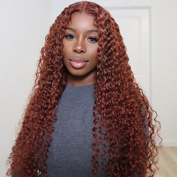 #33 Auburn Color Deep Wave 13x4/4x4 HD Lace Front Human Hair Wigs For Women High Quality Wigs Alexwigs