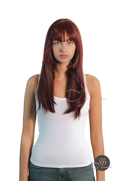 JBEXTENSION 22 Inches Straight Red Hime Cut Wig With Bangs ELENA Alexwigs