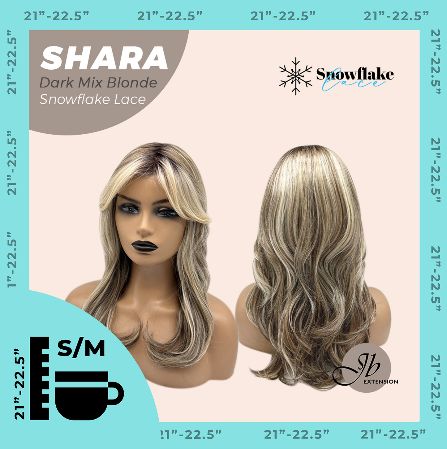 [PRE-ORDER] JBEXTENSION 17 Inches Curly Dark Mix Blonde Pre-Cut T Part Snowflake Lace Frontlace Glueless Wig SHARA DARK MIX BLONDE【BENDY EAR TABS】 Alexwigs