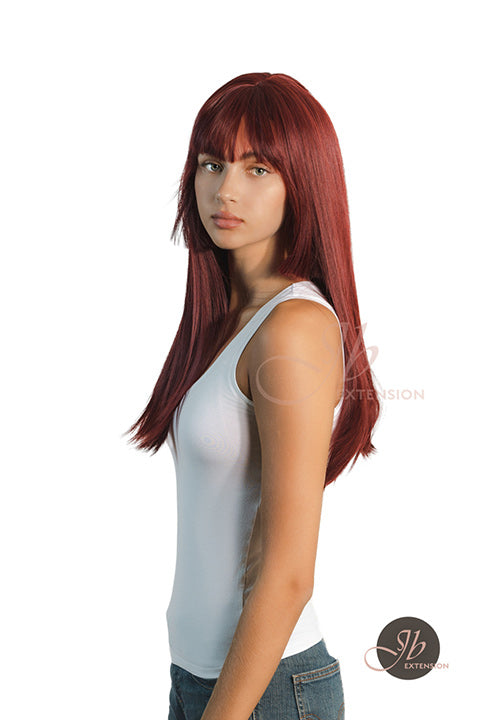 JBEXTENSION 22 Inches Straight Red Hime Cut Wig With Bangs ELENA Alexwigs