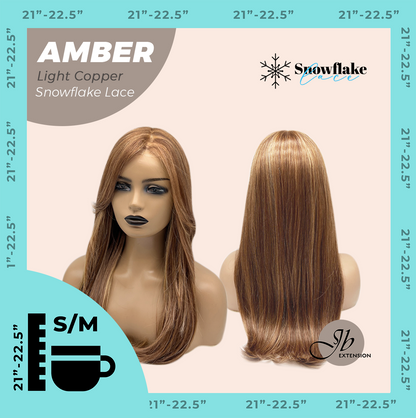 [PRE-ORDER] JBEXTENSION 21 Inches Straight Light Copper Pre-Cut T Part Snowflake Lace Frontlace Glueless Wig AMBER LIGHT COPPER【BENDY EAR TABS】 Alexwigs