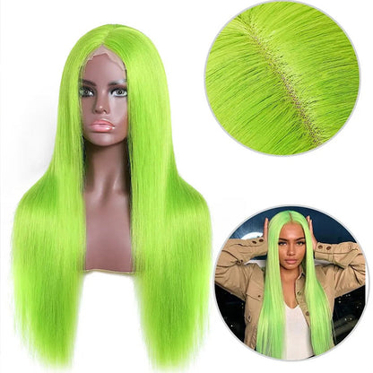 13X4 HD Lace Wigs Long Straight Hair Green Color Wigs for Fashion Women  with Natural Hairline Alexwigs