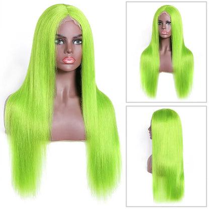 13X4 HD Lace Wigs Long Straight Hair Green Color Wigs for Fashion Women  with Natural Hairline Alexwigs