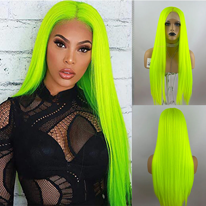 13X4 HD Lace Wigs Long Straight Hair Green Color Wigs for Fashion Women  with Natural Hairline Alexwigs