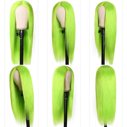13X4 HD Lace Wigs Long Straight Hair Green Color Wigs for Fashion Women  with Natural Hairline Alexwigs