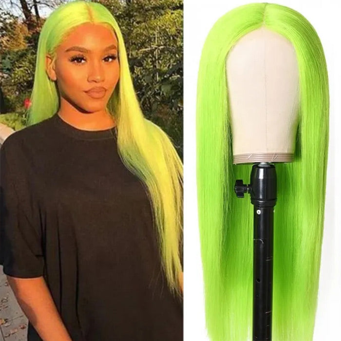13X4 HD Lace Wigs Long Straight Hair Green Color Wigs for Fashion Women  with Natural Hairline Alexwigs