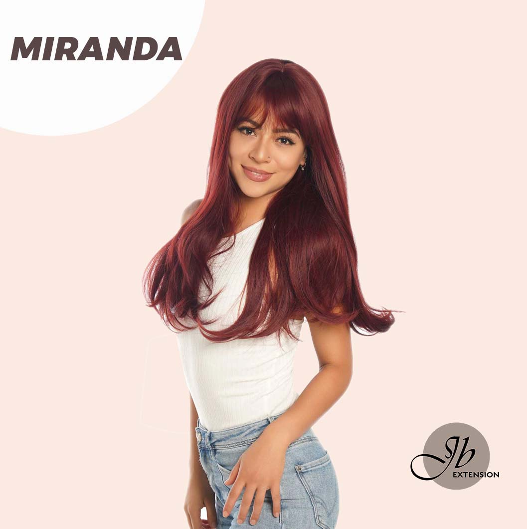 JBEXTENSION 22 Inches Dark Red Curly Wig With Bangs MIRANDA Alexwigs