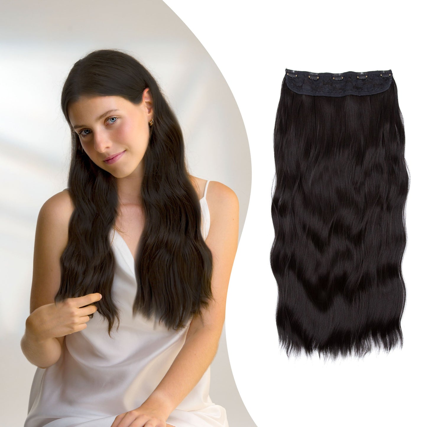 20" Hair Extensions Clip-in Body Wave 160g PURE COLOUR Alexwigs