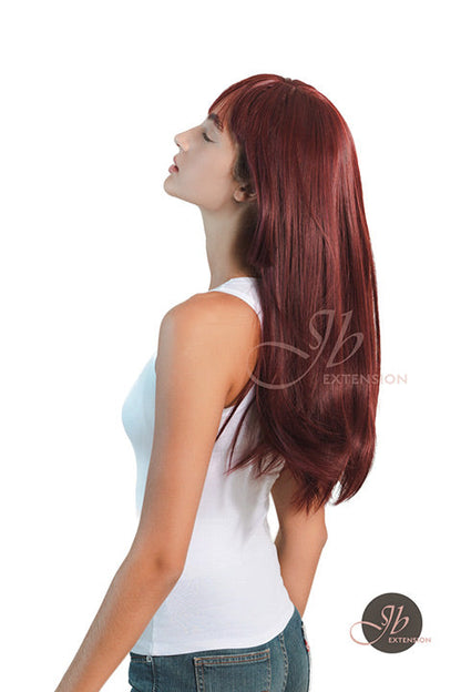 JBEXTENSION 22 Inches Straight Red Hime Cut Wig With Bangs ELENA Alexwigs