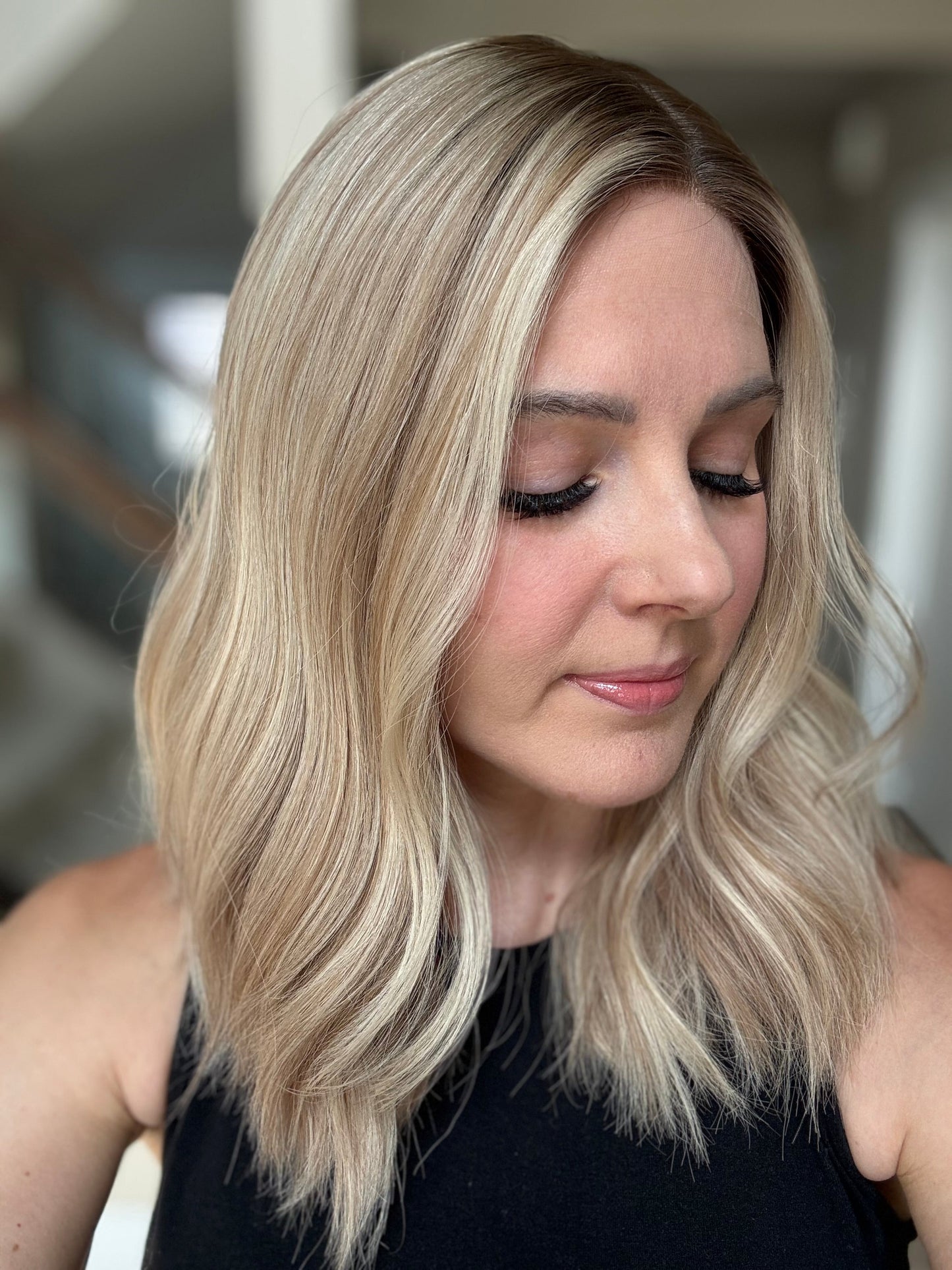 18" Katie LOB Comfort Cap Silk Top Wig (M) Alexwigs