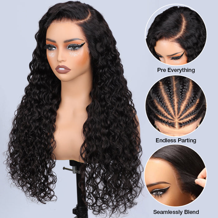 13x6 Full Lace Frontal Water Wave Wig Pre Bleached Glueless Lace Human Hair Wigs Super Secure Alexwigs