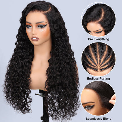 13x6 Full Lace Frontal Water Wave Wig Pre Bleached Glueless Lace Human Hair Wigs Super Secure Alexwigs