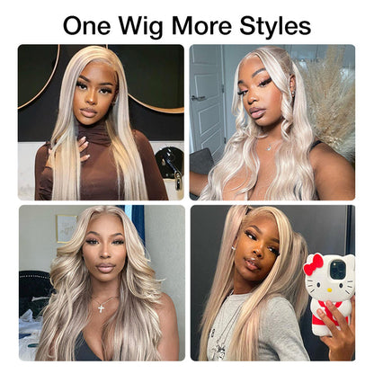 #P18/613 Highlight 13x6 Full Lace Frontal Straight Drawstring Wigs Pre Plucked HD Lace Human Hair Wigs Alexwigs