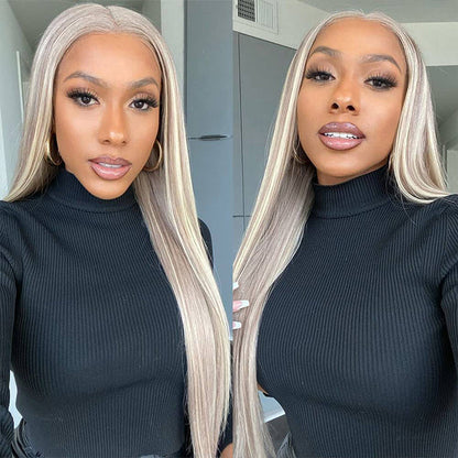 #P18/613 Highlight 13x6 Full Lace Frontal Straight Drawstring Wigs Pre Plucked HD Lace Human Hair Wigs Alexwigs