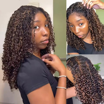 #1B/30 Balayage Highlights 4C Edges Curly Wig 13x6 Full HD Lace Pre Plucked Realistic Hairline Glueless Wig Alexwigs