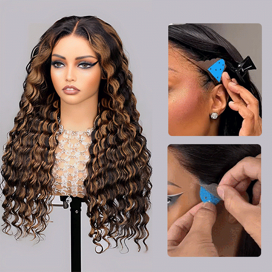 1B/30 Balayage Highlight Deep Wave Drawstring 13X6 Full HD Lace Frontal Human Hair Wigs Alexwigs