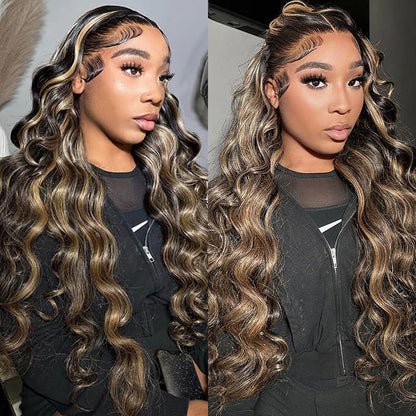 #1b/27 Blonde Highlights 4x4 HD Lace Closure Glueless Human Hair Wig Alexwigs