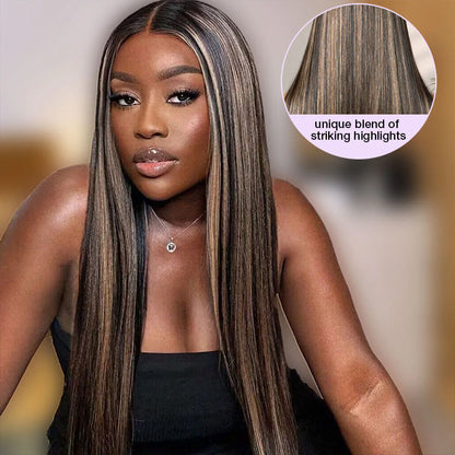 #1b/27 Blonde Highlights 4x4 HD Lace Closure Glueless Human Hair Wig Alexwigs