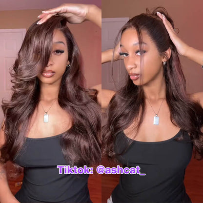 #4 Chocolate Brown 13x4 HD Lace Front Wigs Human Hair Wigs For Women Pre Plucked Alexwigs