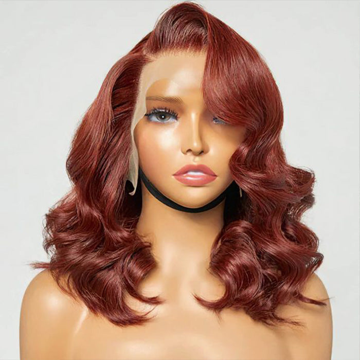 #33 Reddish Brown Color Body Wave 13x4/5x5 HD Lace Frontal Wigs Short Bob Red Brown Wig 220% Density Alexwigs