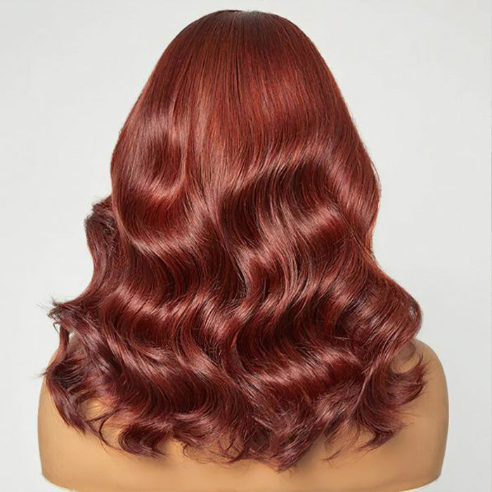 #33 Reddish Brown Color Body Wave 13x4/5x5 HD Lace Frontal Wigs Short Bob Red Brown Wig 220% Density Alexwigs