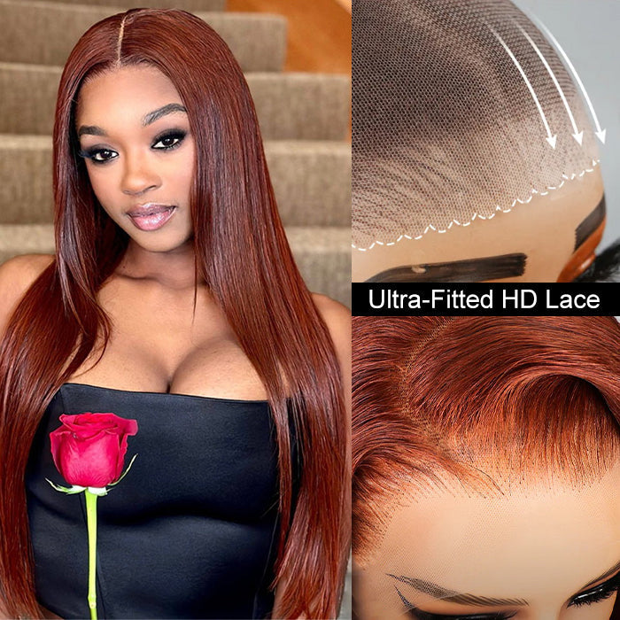#33 Reddish Brown Color Upgrade 8*5 Pre Cut HD Lace Closure Wigs Glueless Ready & Go Wig Alexwigs
