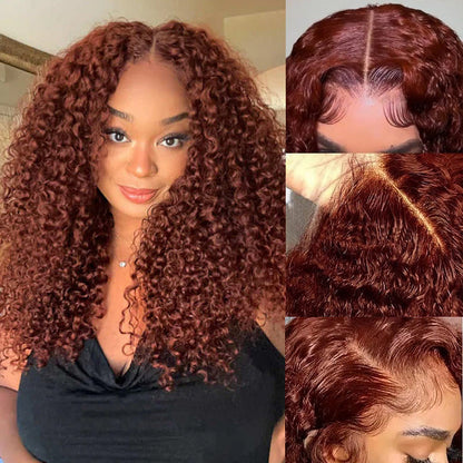 #33 Reddish Brown 5x5 HD Transparent Lace Pre Plucked Natural Hairline Human Hair Wigs Alexwigs