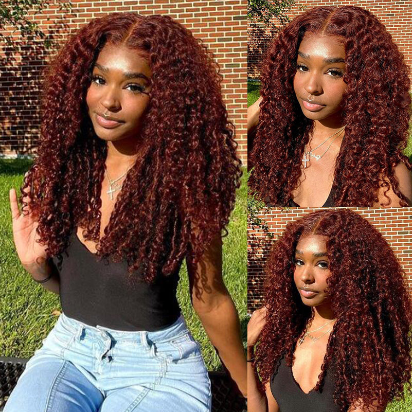 #33 Reddish Brown 5x5 HD Transparent Lace Pre Plucked Natural Hairline Human Hair Wigs Alexwigs
