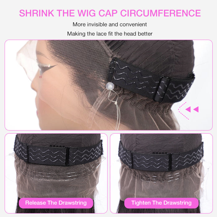 #27 Honey Blonde Color Invisible-Pull String 360 Lace Frontal Wigs Glueless HD Lace Wigs With Pre Plucked Alexwigs