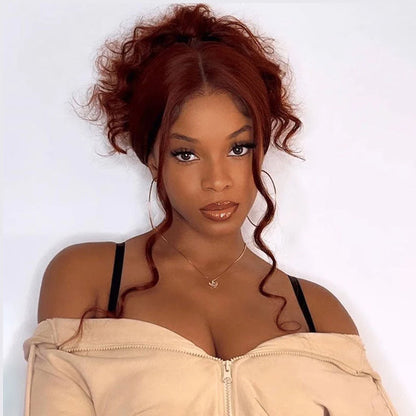 #33 Reddish Brown Color Invisible-Pull String 360 Lace Frontal Wigs Glueless HD Lace Human Hair Wigs Alexwigs