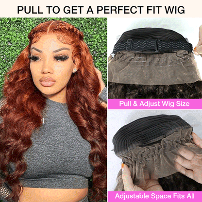 #33 Reddish Brown Color Invisible-Pull String 360 Lace Frontal Wigs Glueless HD Lace Human Hair Wigs Alexwigs