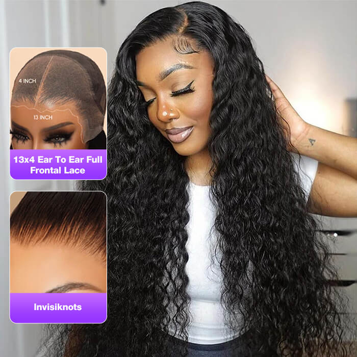 +$9.9 Get A Wig | Drawstring Cap Glueless 13x4 Frontal Lace Human Hair Wig Straight Pre-Cut Lace 220% Density Alexwigs