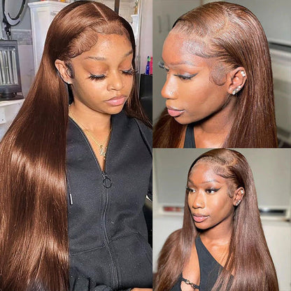 #4 Chocolate Brown 4x4/5x5 Invisible HD Lace Closure Human Hair Wigs With Pre Plucked Natural Hairline Alexwigs