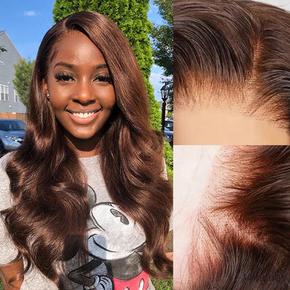 #4 Chocolate Brown 4x4/5x5 Invisible HD Lace Closure Human Hair Wigs With Pre Plucked Natural Hairline Alexwigs