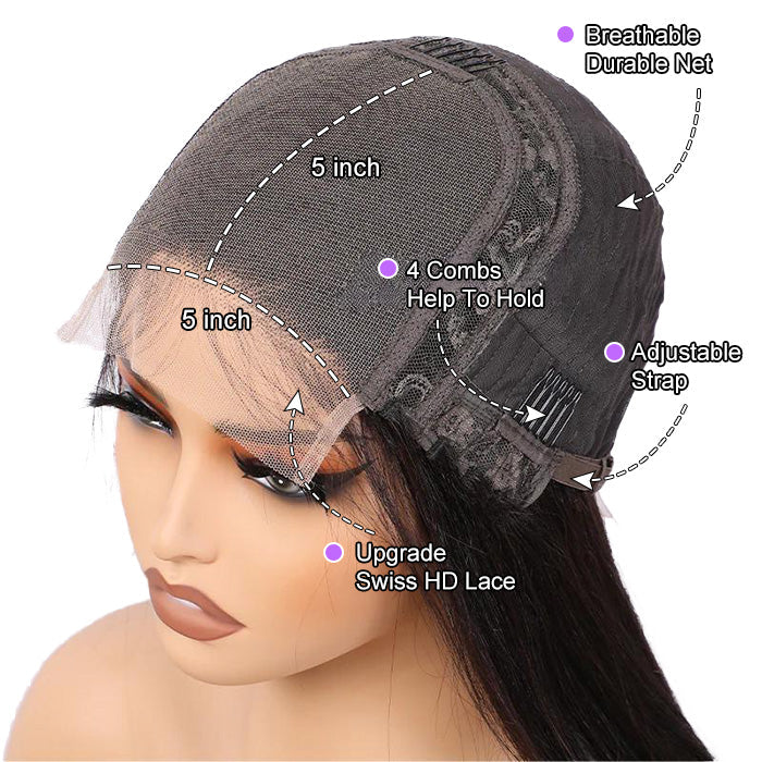 #33 Reddish Brown 5x5 HD Transparent Lace Pre Plucked Natural Hairline Human Hair Wigs Alexwigs