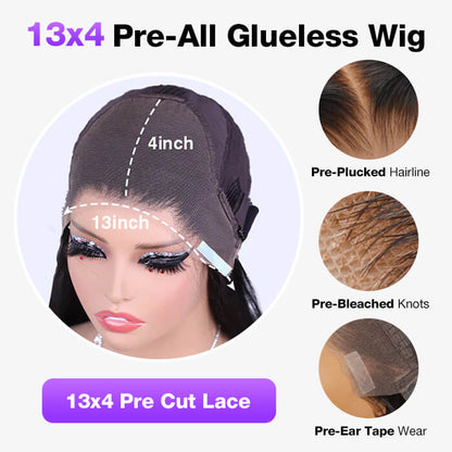 +$9.9 Get A Wig | Drawstring Cap Glueless 13x4 Frontal Lace Human Hair Wig Straight Pre-Cut Lace 220% Density Alexwigs