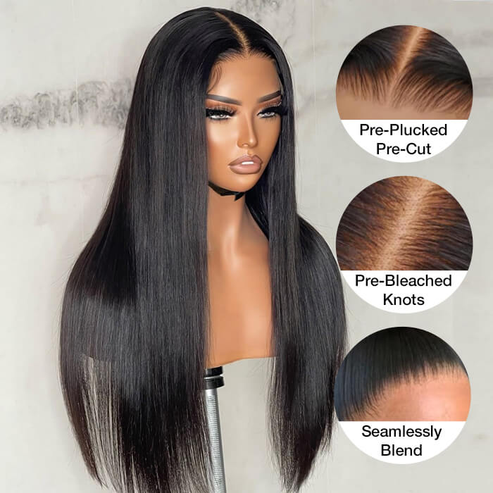 13x4 Pre-Cut Lace Front Straight Wig Real Ear To Ear Pre-Cut & Pre-Pluck & Pre-Bleached Pre-All Wig Alexwigs