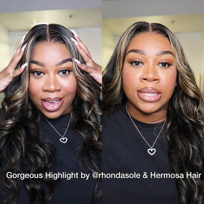 #1B/27 Blonde Highlight Color 8x5 HD Lace Human Hair Glueless Wig Pre Plucked Natural Hairline Ship In 24H Alexwigs