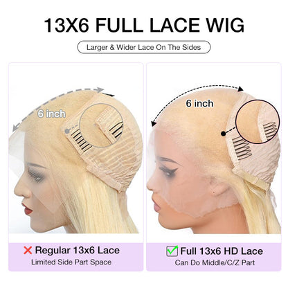 #613 Blonde Glueless Pull Go Drawstring Wigs Silky Straight 13x6 Full Lace Front Wig Alexwigs