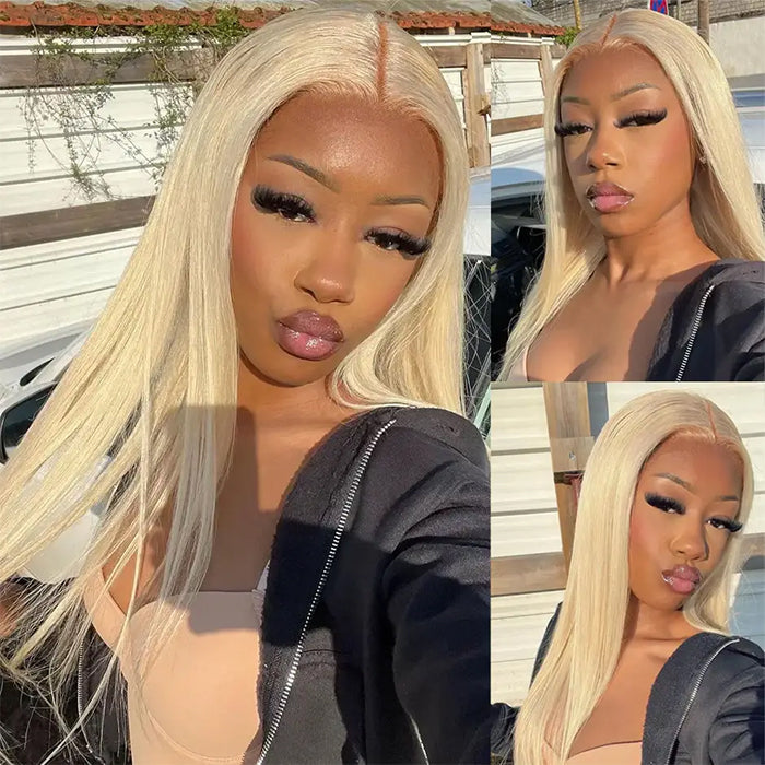 #613 Blonde Wig Glueless 5x5 HD Lace Closure Wig Blonde Human Hair Wigs 220% Density Alexwigs